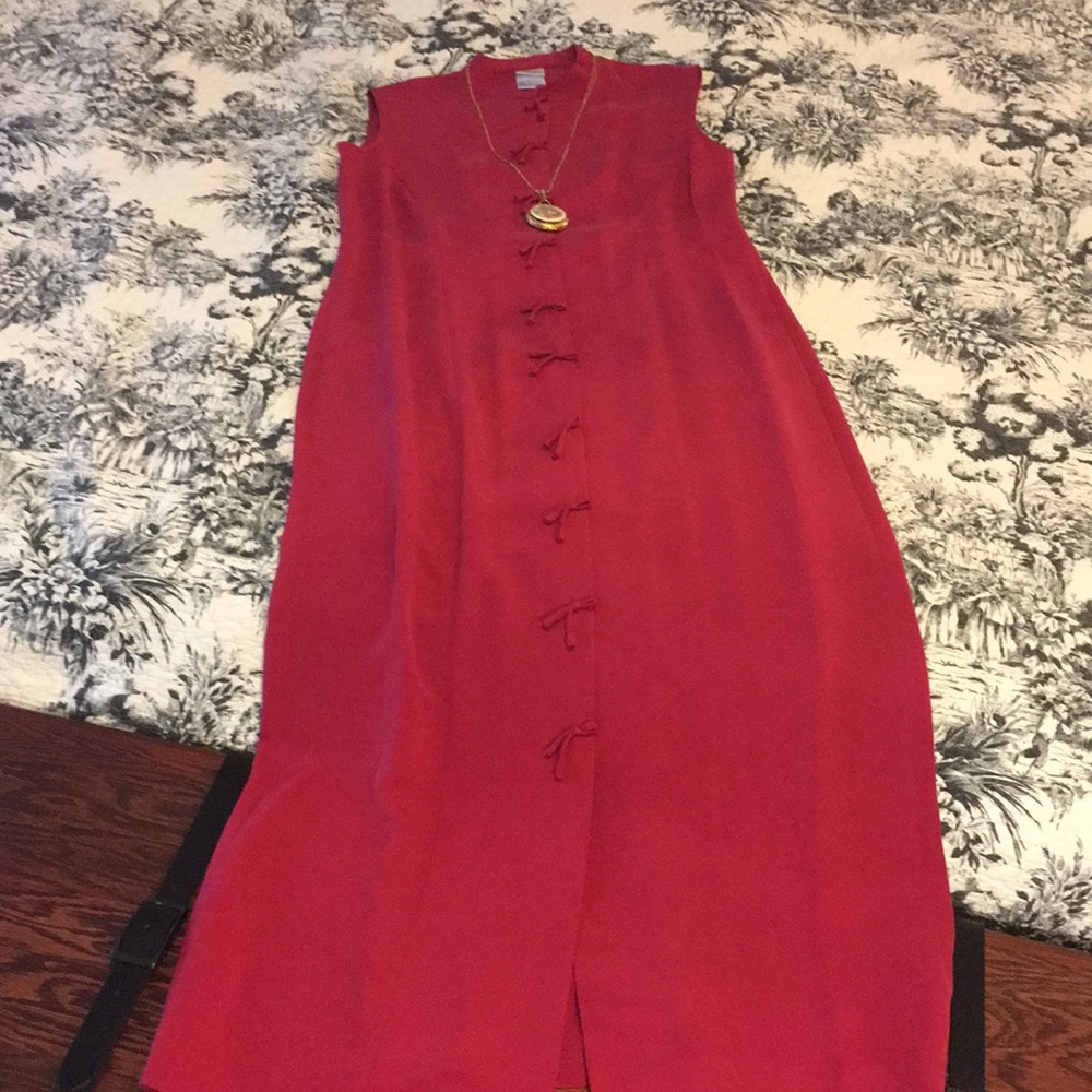 Vintage Silk Asian inspired silk maxi column dress